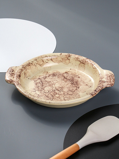 Сковорода керамика, 22х4 см, 0.5 л, круглая, для запекания, Псковский Гончар, Паутинка, НХП-ПС-12