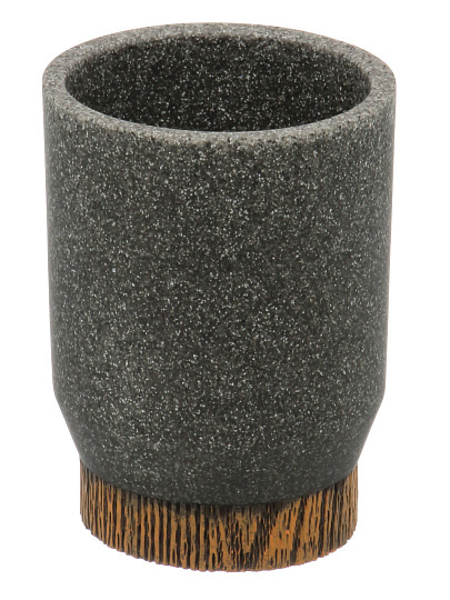 Стакан для зубных щеток Серый/дерево, полистоун, 7.8x7.8x10 см, BRE0953AA-TB