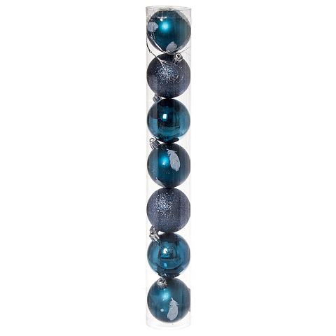 Елочный шар 7 шт, темно-синий, 6 см, пластик, SYQB-0119211NB