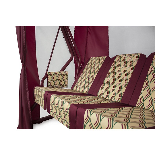 Качели садовые 4-местные, 232х125х195 см, 380 кг, Arno, Оазис Люкс+, раскладываются в кровать, с москитной сеткой, бордовые, полусоты, 2016-КД- 40/Л+, металл