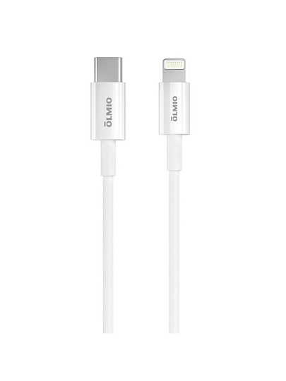Кабель USB OLMIO, Type-C to Lightning 8-pin, 3 А, 1 м, 30W, белый, 041666