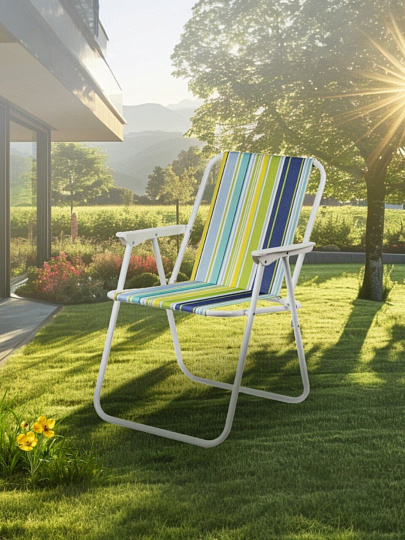 Кресло складное 52х73х44 см, полосы, ткань, со спинкой, полоска, 70 кг, C010049