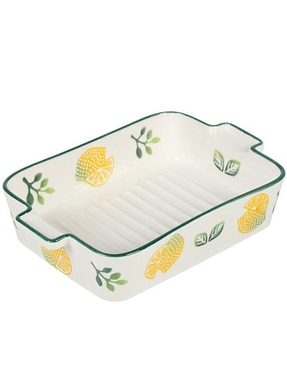 Форма для запекания керамика, 14х23х5 см, 1.7 л, прямоугольная, Лимон, Y6-10225