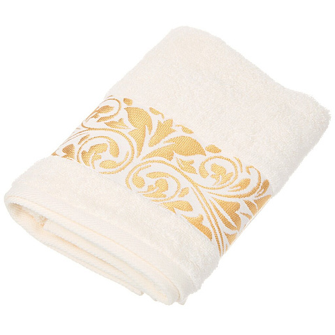 Полотенце банное, 50х90 см, Cleanelly Золотая листва, 420 г/кв.м, молочное