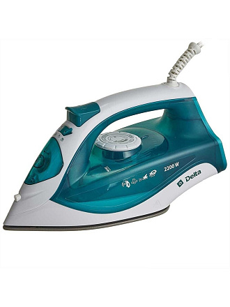 Утюг Delta, DL-756, 2200 Вт, керамика, антинакипь, 1.8 м, белый с зеленым