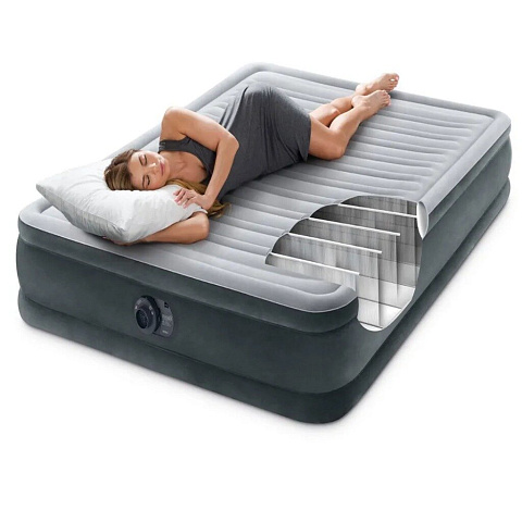 Кровать надувная Intex, 191х137х33 см, 67768ND, насос встроенный, электрический, флокированная, 272 кг