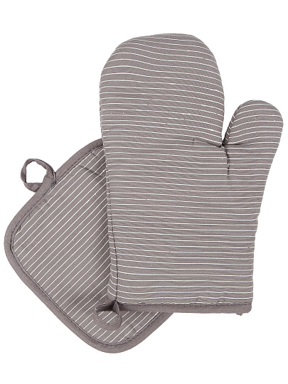 Набор кухонный 2 шт, варежка 30х17 см, прихватка 17.5х17.5 см, полиэстер, серый, B180064