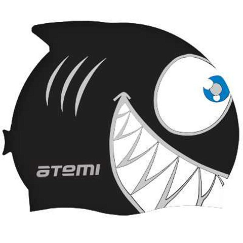Шапочка для плавания Atemi, силикон (дет.), рыбка-, черная, FC202, 00000095793