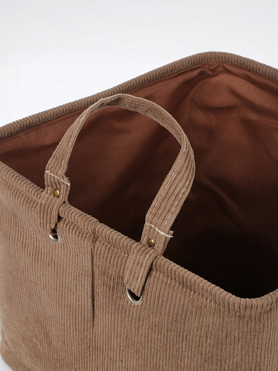 Корзина для хранения, 33х33х39 см, прямоугольная, вельвет, коричневая, A190048