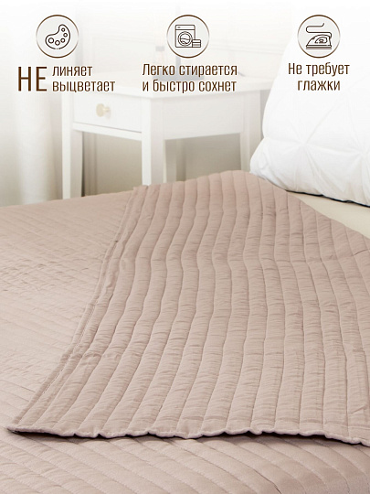 Покрывало евро, 220х200 см, 100% полиэстер, стеганое, Silvano, Жатка Элит, песочное, 334309-1