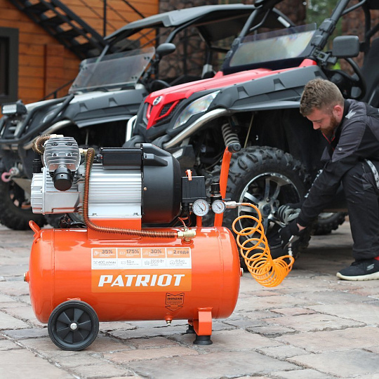 Компрессор масляный, Patriot, Euro 50-260К, 1.8 кВт, поршневой, 50 л, 260 л/мин, 8 бар, прямой, 2850 об/мин