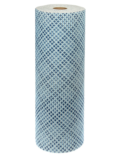 Коврик для ванной, антискользящий, 0.8х15 м, вспененный ПВХ, сетка, сине-белый, Dekomarin, 258A, квадраты