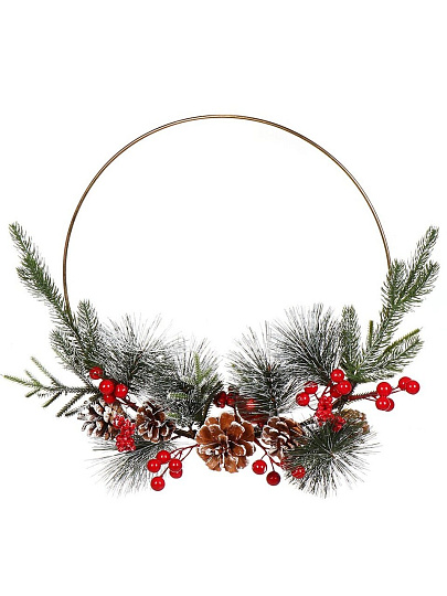 Композиция новогодняя подвесная 41 см, с ягодами и шишками, SYSGZSB-4623140