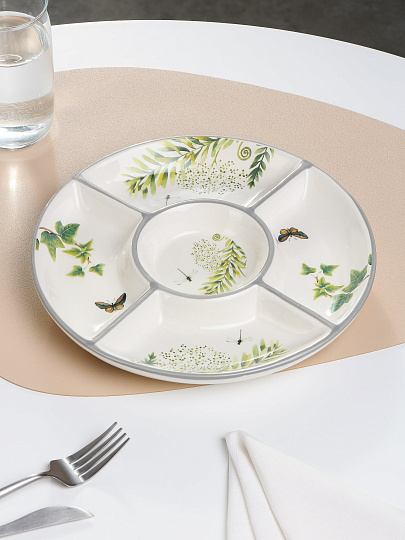 Менажница керамика, 26 см, 5 секций, Prima Collection, Дикий папоротник, PC75WF5