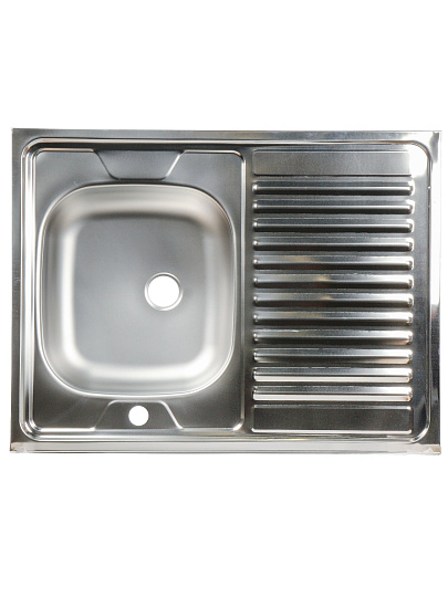 Мойка кухонная накладная, Ukinox, Стандарт, нержавеющая сталь, 800х600х155 мм, STD800.600 ---4C 0R