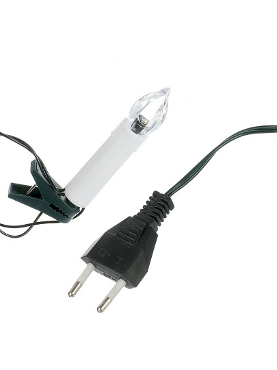 Гирлянда 8 м, 1 режим, Свечи, теплый белый свет, зеленая, в помещении, сетевая, LED