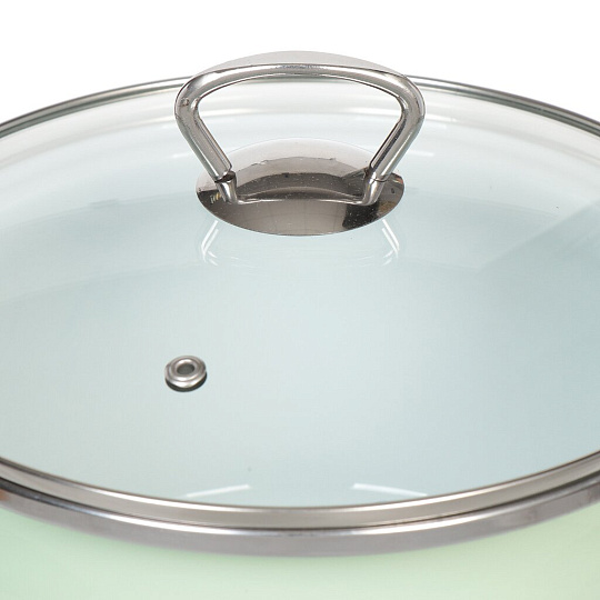 Кастрюля эмалированная сталь, 4 л, крышка стекло, сферический, Сантэкс, Слм, 1-2440111, салатовый ментол, индукция