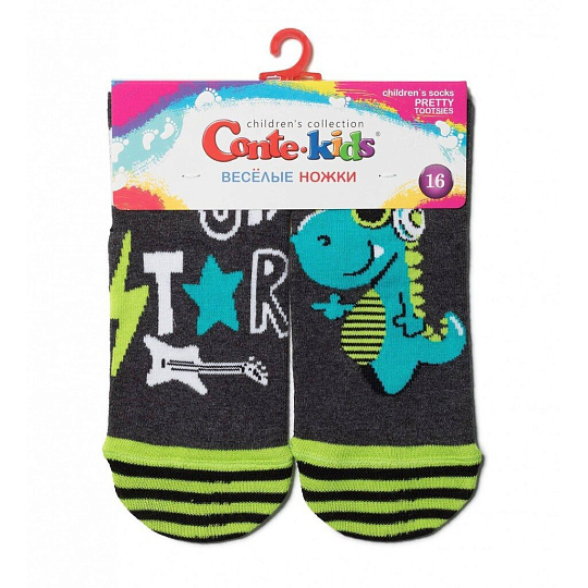 Носки детские унисекс, Conte-kids, Tip-top Веселые ножки, 462, темно-серые, р. 16, 17С-10СП