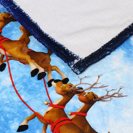 Плед 1.5-спальный, 140х180 см, микрофибра, 100% полиэстер, Silvano, Дед Мороз с оленями, AI-1504012