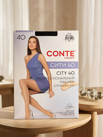 Колготки Conte, City, 40 DEN, р. 4, nero/черные, уплотненный мысок, 8С-38СПС