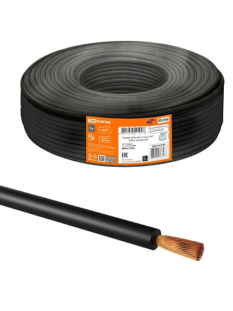 Кабель ПуГВнг(А)-LS, 1х2.5 мм², 100 м, медь, ГОСТ, черный, TDM Electric, SQ0124-0836