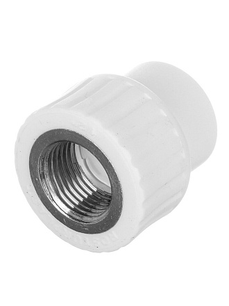 Муфта комбинированная полипропилен, d20х1/2'', внутренняя резьба, белая, РосТурПласт