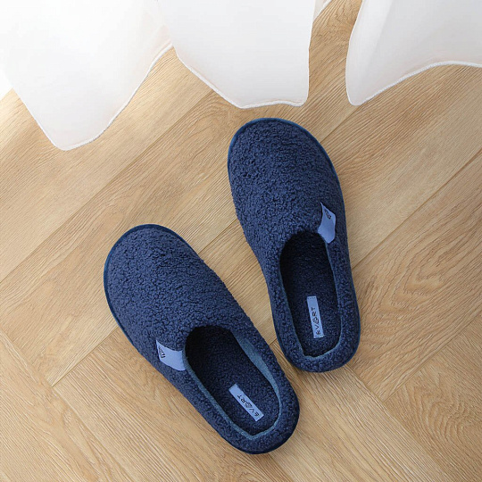 Тапки для мужчин, текстиль, синие, р. 45, закрытые, J2023-06