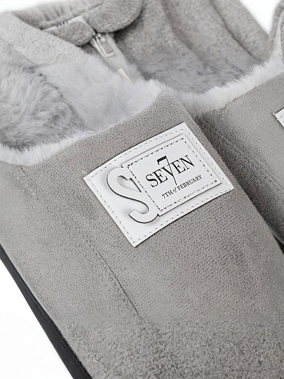 Тапки для мужчин, серые, р. 44-45, закрытые, замшевые, A210071