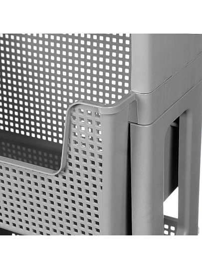 Полка универсальная, пластик, 4 секции, на колесах, серая, Violet, Лофт, 770418