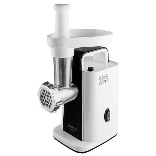 Мясорубка электрическая Scarlett, SC-MG45S60, 1800 Вт, реверс, 2.5 кг/мин, пластик, 2 насадки, для приготовления сосисок и кеббе, 2 решетки