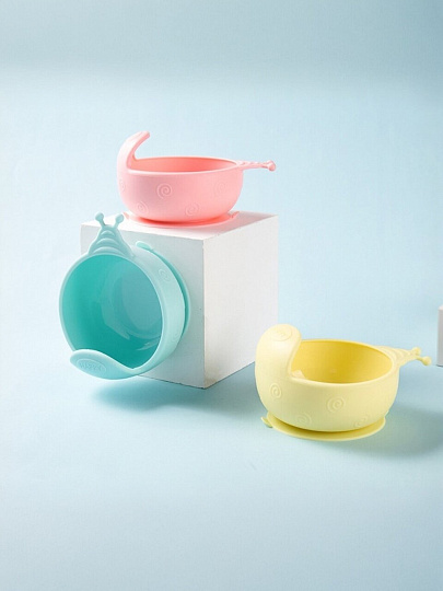 Тарелка детская силикон, Улиточка, 350 мл, Little Angel, голубая, 1325ГЛ