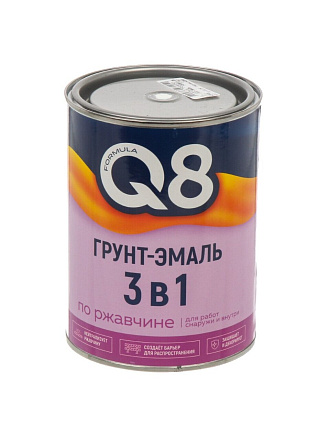 Грунт-эмаль Formula Q8, по ржавчине, алкидная, белая, 0.8 кг