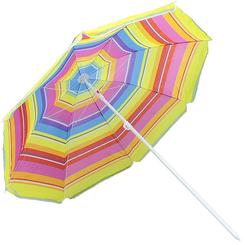Зонт пляжный 180 см, с наклоном, 8 спиц, металл, Яркие полосы, LY180-1(1739B-7)