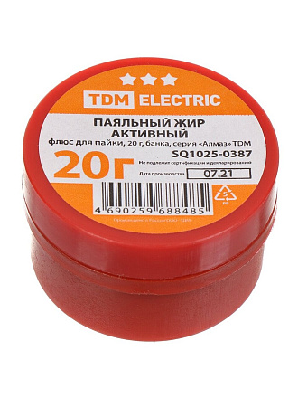 Флюс для пайки паяльный жир активные, TDM Electric, Алмаз, 20 г, банка, SQ1025-0387
