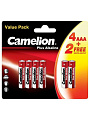 Батарейка Camelion, ААА (LR03, 24A), Plus Alkaline, щелочная, 1.5 В, блистер, 4+2 шт, 15307