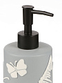 Дозатор для жидкого мыла для ванной и кухни, Бабочки на сером, полистоун, 7.5х7.5х12.3/18.4 см, ручная роспись, серый, BRE0878AA-LD - фото 4