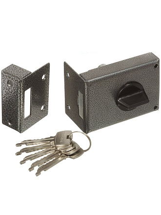 Замок накладной дверной, Аллюр, 3Н1-1А, 1 582, коробка, цилиндр, 5 ключей, серый