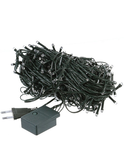 Гирлянда 300 ламп, 20 м, 8 режимов, холодный белый свет, зеленая, сетевая, Y4-5646