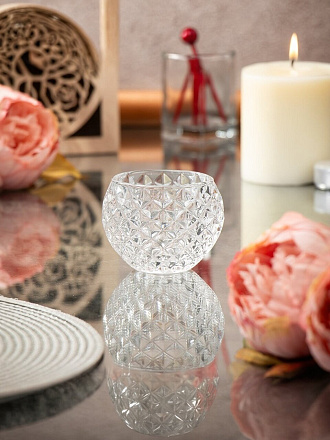 Подсвечник декоративный стекло, 1 свеча, 6х5.5 см, Y4-4884