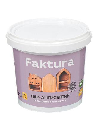 Лак-антисептик Faktura, полуматовый, полиакриловый, орех, для внутренних и наружных работ, 0.9 л