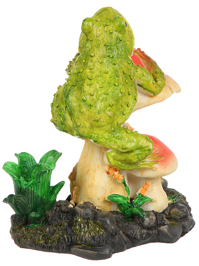 Фигурка садовая декоративная Лягушка с грибочком, 25х20х28 см, полистоун, Y4-11214