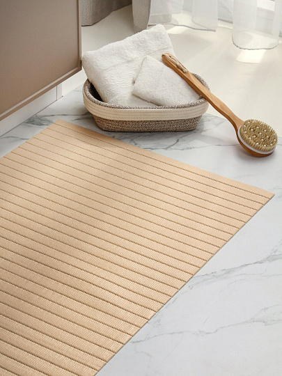 Коврик для ванной, антискользящий, 0.8х15 м, вспененный ПВХ, светло-бежевый, Вилина, Виктория, LB