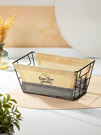 Корзина для хранения, 25х15х12 см, прямоугольная, серо-бежевая, A290099
