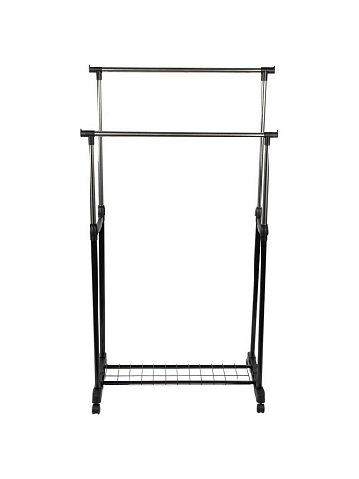 Вешалка напольная 80х42х90-160 см, Рыжий кот, пластмасса, металл, с колесами, полка для обуви, телескопическая, CR-03А, 311-411, двойная, полка-сетка