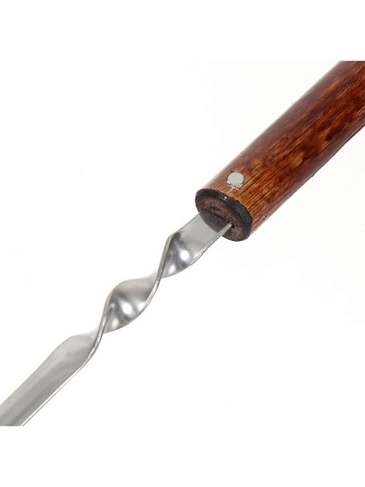 Шампур лезвие угловое, 6 шт, 450х12х2 мм, нержавеющая сталь, рукоятка дерево, 2К-393