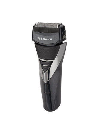 Электробритва аккумуляторная, Sakura, SA-5418BK, сеточная, сухое/влажное бритье, 3 сетки, черная