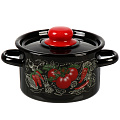 Кастрюля эмалированная сталь, 1.5 л, с крышкой, крышка сталь, цилиндрическая, СтальЭмаль, Помидорки, 1с15с/1, индукция