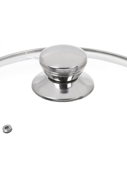 Крышка для посуды стекло, 26 см, Daniks, металлический обод, кнопка нержавеющая сталь, Д5726