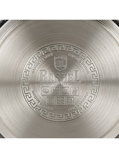 Чайник нержавеющая сталь, 3 л, со свистком, глянец, RasheL, индукция, черный, М-7908