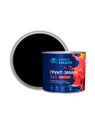 Грунт-эмаль Простокрашено, по ржавчине, алкидная, черная, 1.8 кг